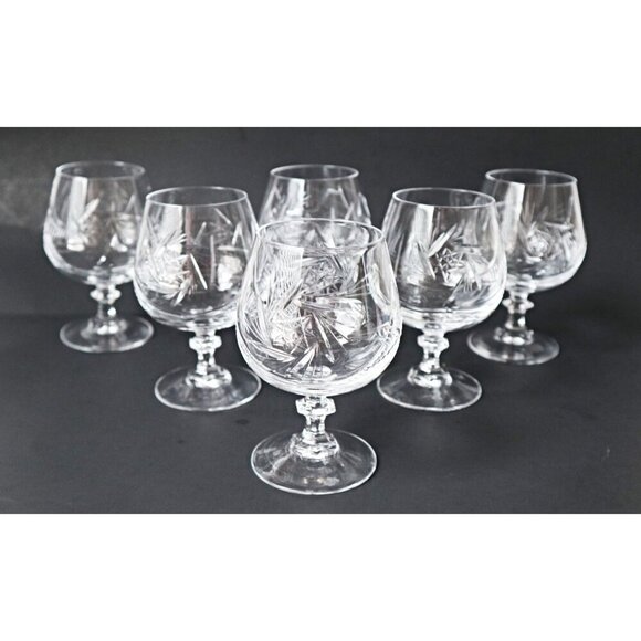 6 Vintage Cognac Glasses Brandy Snifter Crystal Barware Wine Cocktail liqueur - Picture 1 of 5